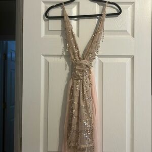 Blush and Gold Sequin Romper